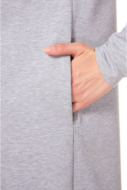 Платье-туника для беременных и кормящих с длинным рукавом, серый меланж