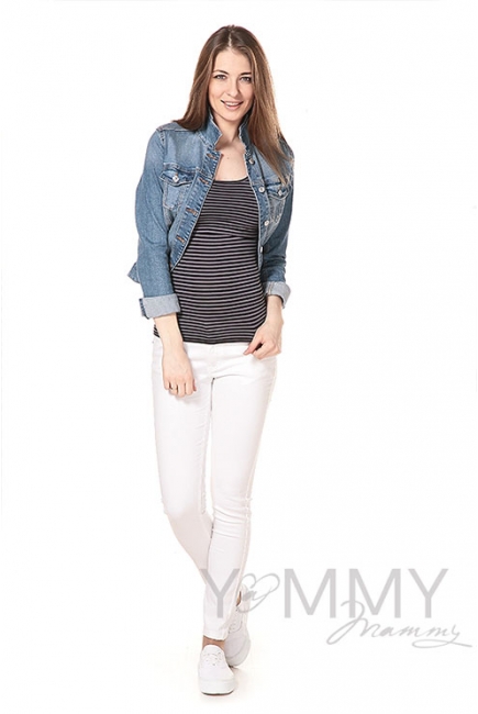 Майка для кормящих и беременных, в черную полоску