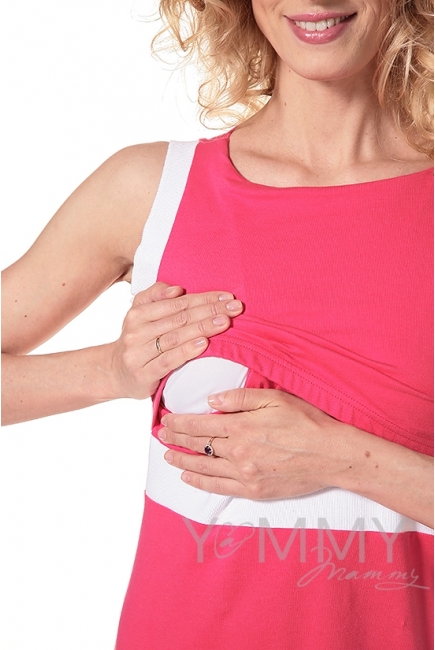 Платье лакоста фуксия с белой отделкой для беременных