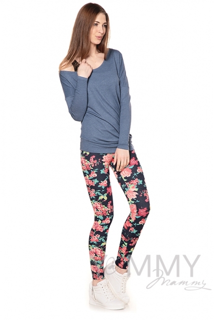 Джегинсы для родивших и беременных универсальные, с цветочным принтом