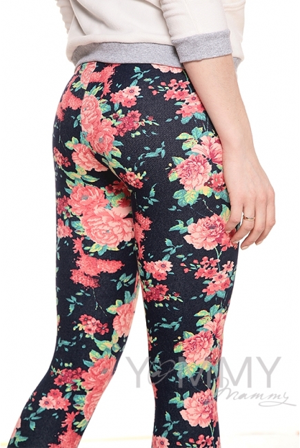Джегинсы для родивших и беременных универсальные, с цветочным принтом