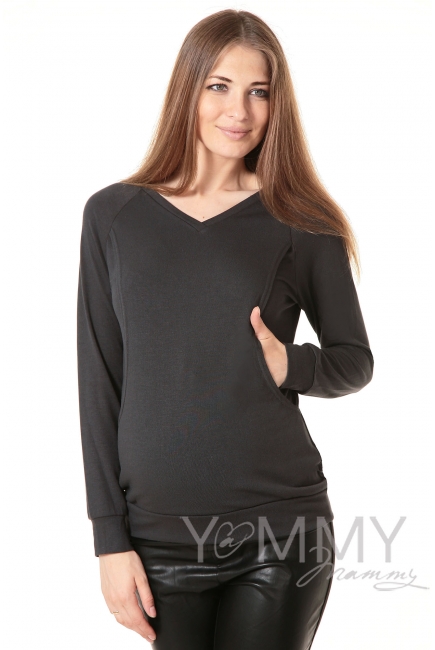 Костюм для кормящих и беременных из джемпера и брюк, графит