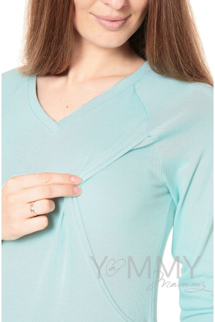 Костюм для кормящих и беременных из джемпера и брюк, ментол