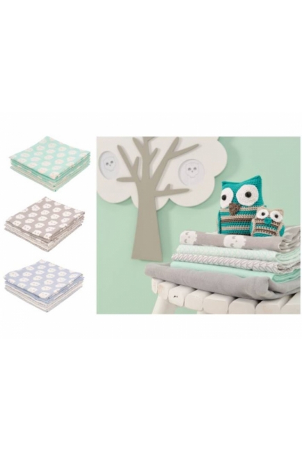 Муслиновые пеленки для новорожденных Jollein средние, Owl blue