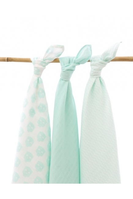 Муслиновые пеленки для новорожденных большие Jollein, Owl mint