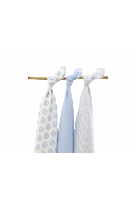 Муслиновые пеленки для новорожденных Jollein большие, Owl blue