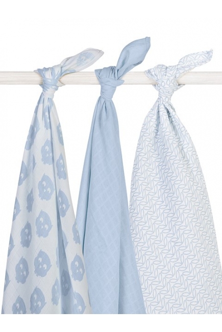 Муслиновые пеленки для новорожденных Jollein большие, Owl blue