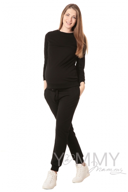 Свитшот для беременных и кормящих с секретом на молнии, черный