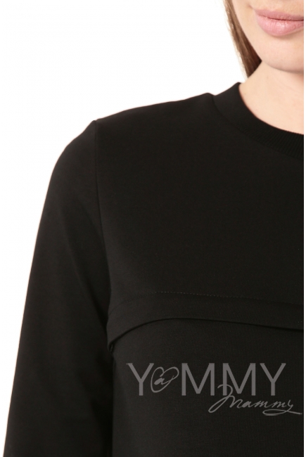 Свитшот для беременных и кормящих с секретом на молнии, черный