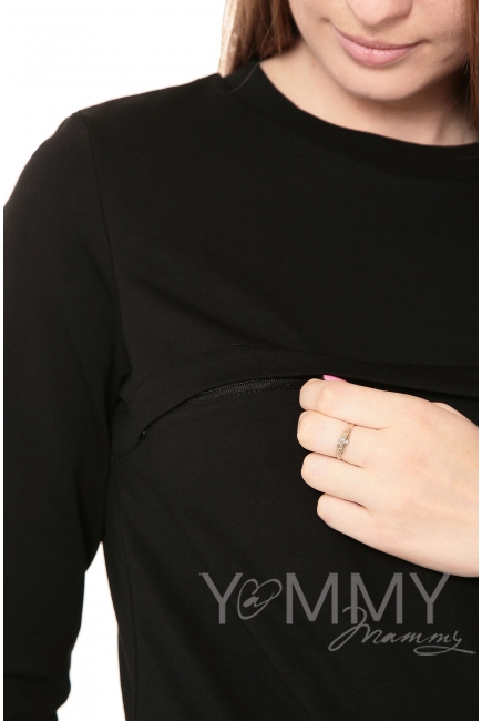 Свитшот для беременных и кормящих с секретом на молнии, черный