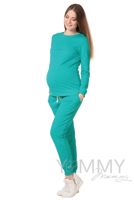 Свитшот для беременных и кормящих с секретом на молнии, ментол