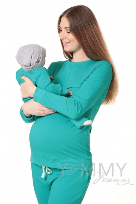 Свитшот для беременных и кормящих с секретом на молнии, ментол