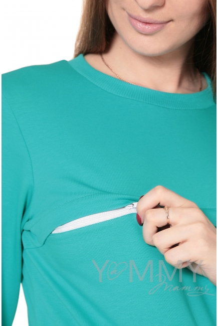 Свитшот для беременных и кормящих с секретом на молнии, ментол