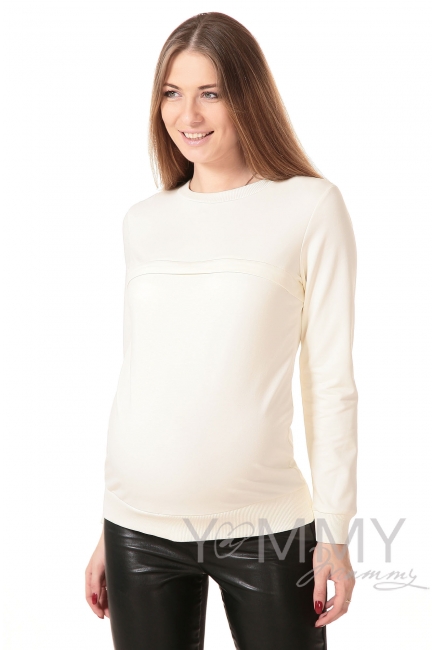 Свитшот для беременных и кормящих с секретом на молнии, экрю