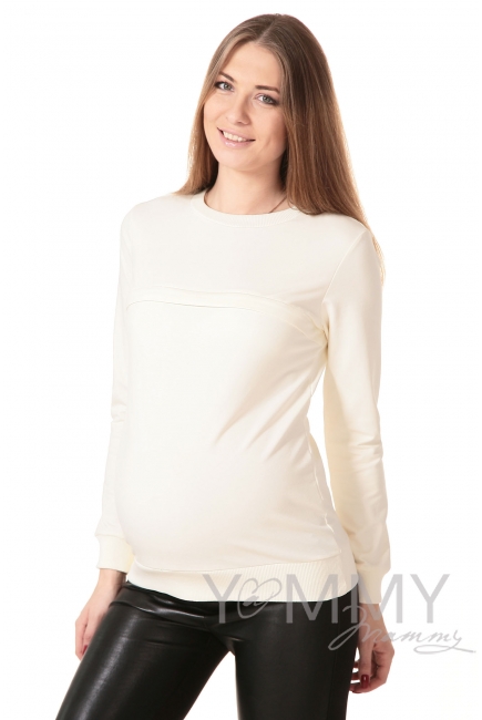 Свитшот для беременных и кормящих с секретом на молнии, экрю