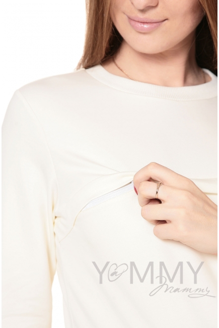 Свитшот для беременных и кормящих с секретом на молнии, экрю