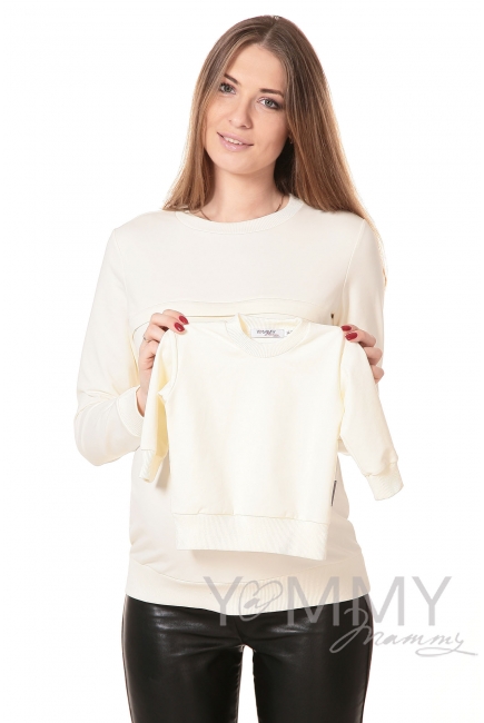 Свитшот для беременных и кормящих с секретом на молнии, экрю