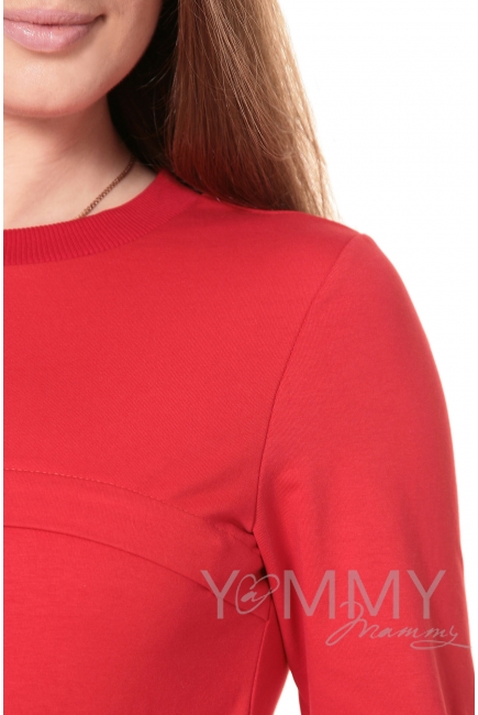 Свитшот для кормящих и беременных с секретом на молнии, красный