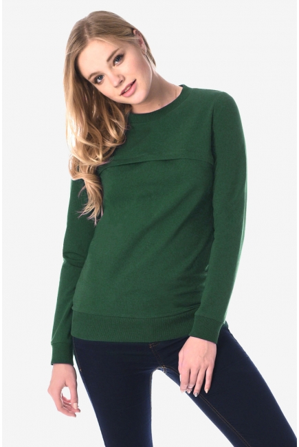 Свитшот для кормящих и беременных с секретом на молнии, малахит