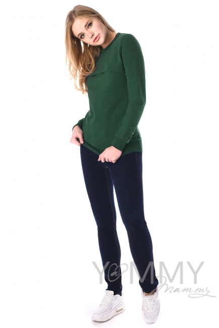 Свитшот для кормящих и беременных с секретом на молнии, малахит