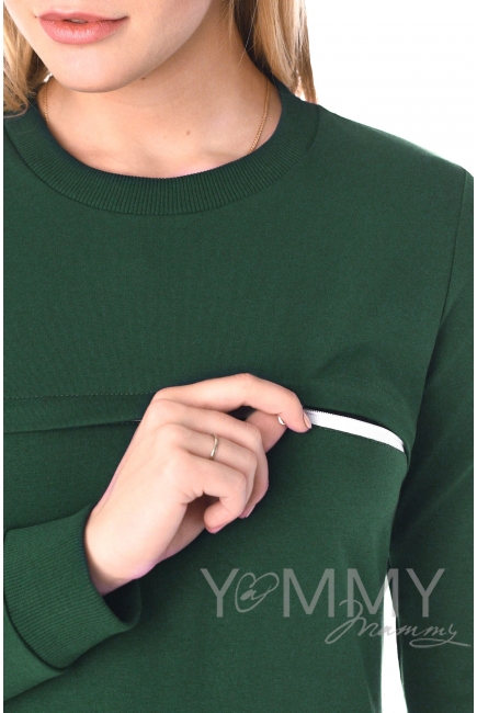 Свитшот для кормящих и беременных с секретом на молнии, малахит