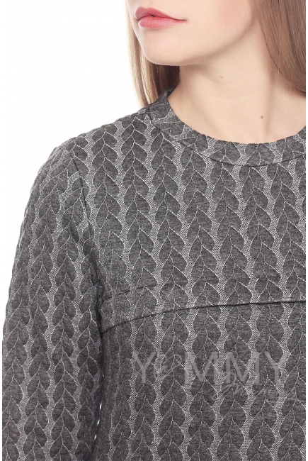 Свитшот для кормящих и беременных с узором "косы", серый меланж