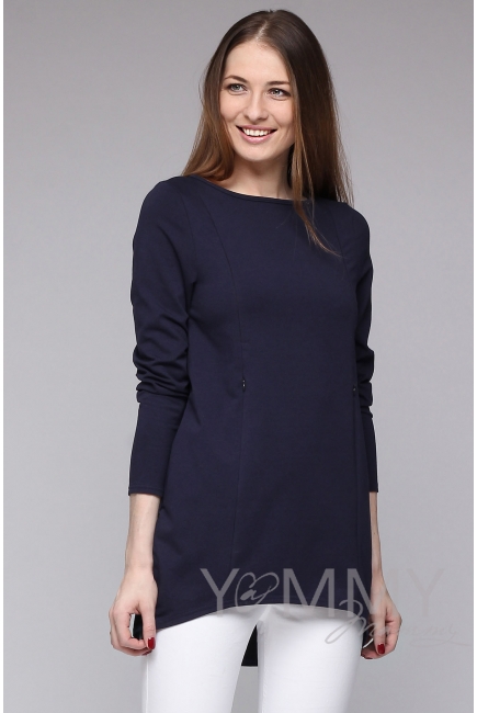 Туника для кормящих и беременных из футера, темно-синяя