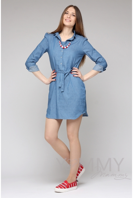Платье-рубашка для беременных и кормящих, джинсовое