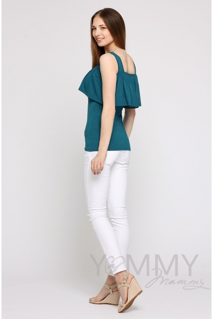 Топ для кормящих и беременных с воланом, цвет изумруд