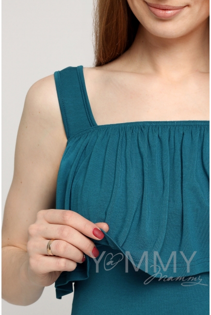 Топ для кормящих и беременных с воланом, цвет изумруд
