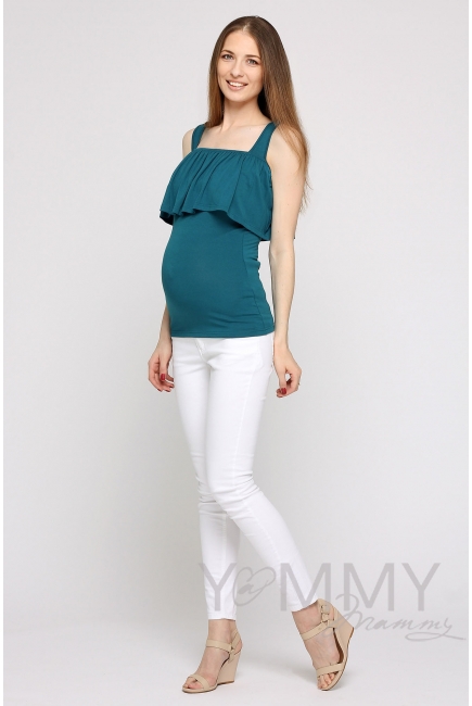 Топ для кормящих и беременных с воланом, цвет изумруд