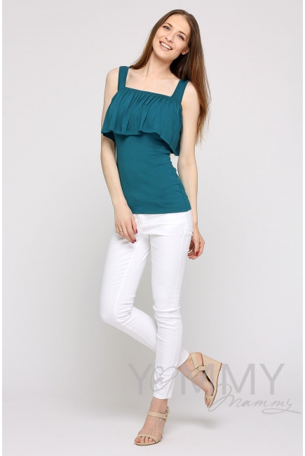 Топ для кормящих и беременных с воланом, цвет изумруд