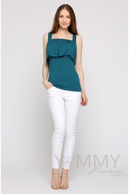 Топ для кормящих и беременных с воланом, цвет изумруд
