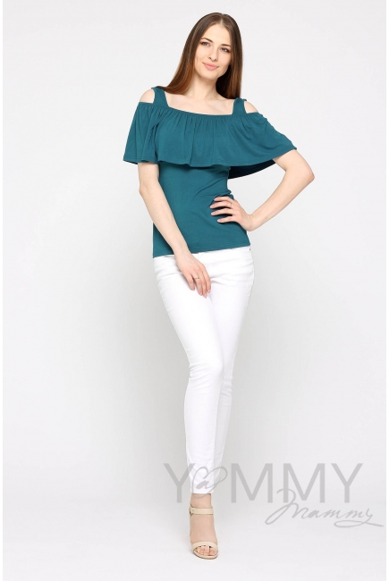 Топ для кормящих и беременных с воланом, цвет изумруд