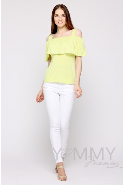Топ для беременных и кормящих с воланом, цвет светло-желтый