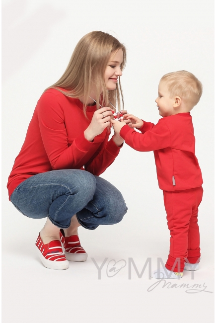 Свитшот для кормящих и беременных с секретом на молнии, красный