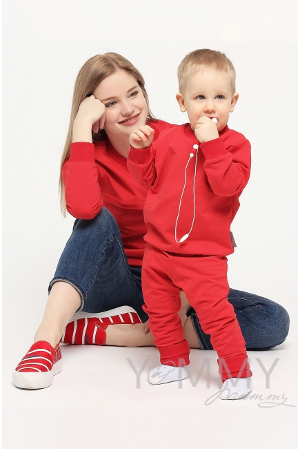 Свитшот для кормящих и беременных с секретом на молнии, красный