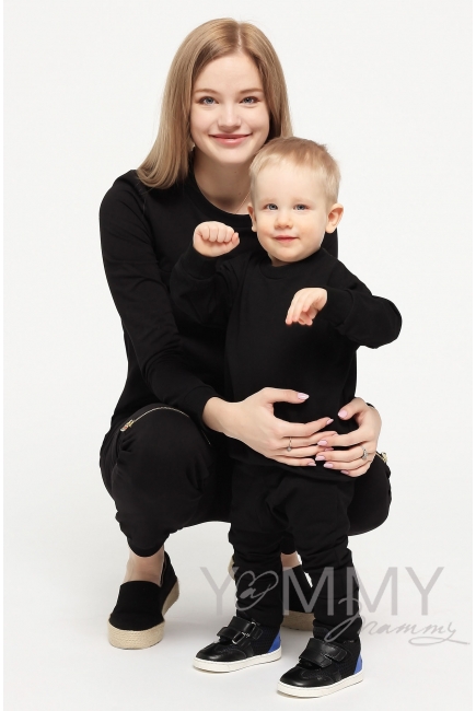 Свитшот для беременных и кормящих с секретом на молнии, черный