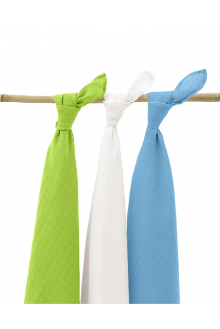 Муслиновые пеленки для новорожденных Jollein большие, lime/aqua/white