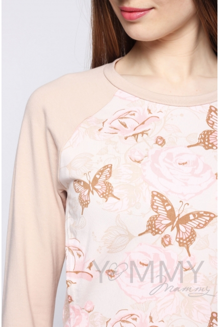 Свитшот с принтом для беременных и кормящих, светло-бежевый
