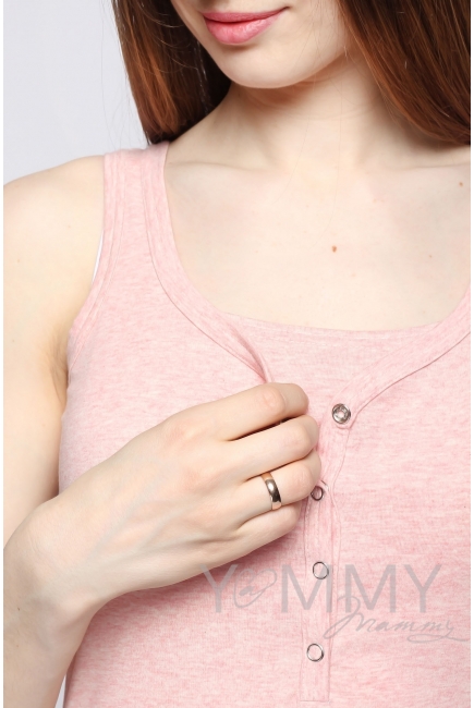 Майка поло для кормящих и беременных, розовый меланж