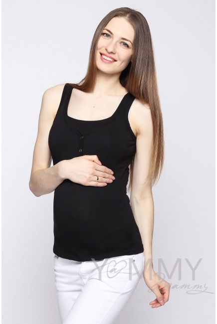 Майка поло для кормящих и беременных, черная