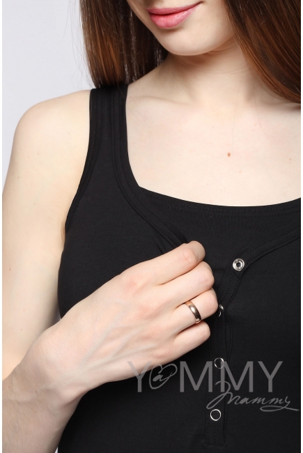 Майка поло для кормящих и беременных, черная