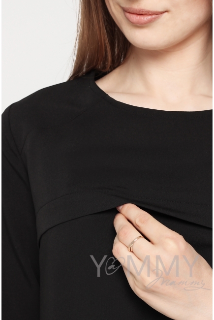 Платье для кормящих и беременных с кружевом, черное