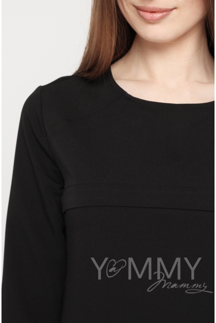 Платье для кормящих и беременных с кружевом, черное