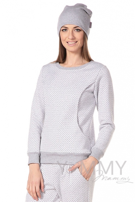 Джемпер серый в горошек