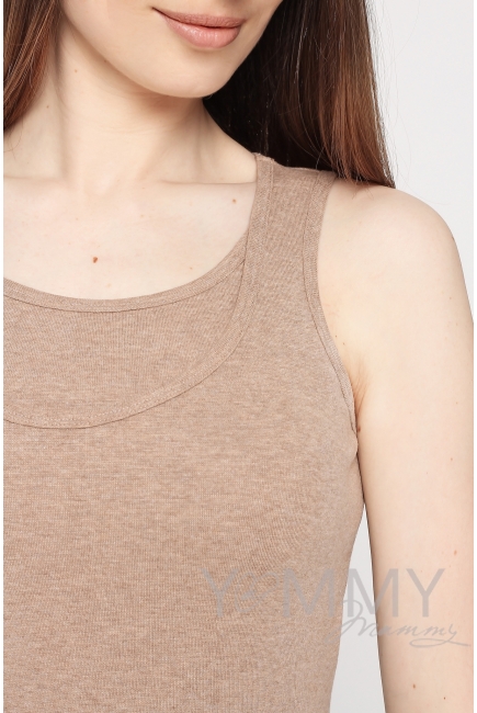 Майка для беременных и кормящих, цвет бежевый меланж
