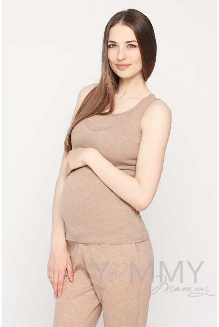 Майка для беременных и кормящих, цвет бежевый меланж