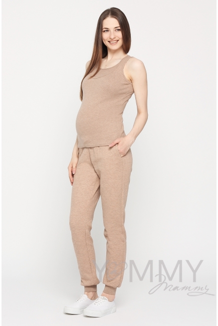 Майка для беременных и кормящих, цвет бежевый меланж