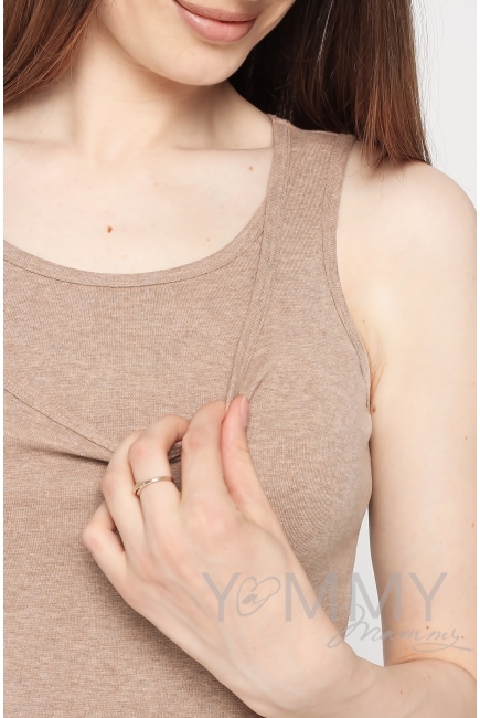 Майка для беременных и кормящих, цвет бежевый меланж